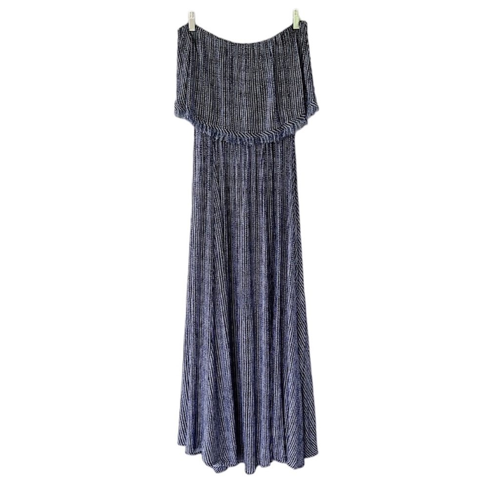William B Blue Off the Shoulder Boho Beachy Maxi Dress Size M
